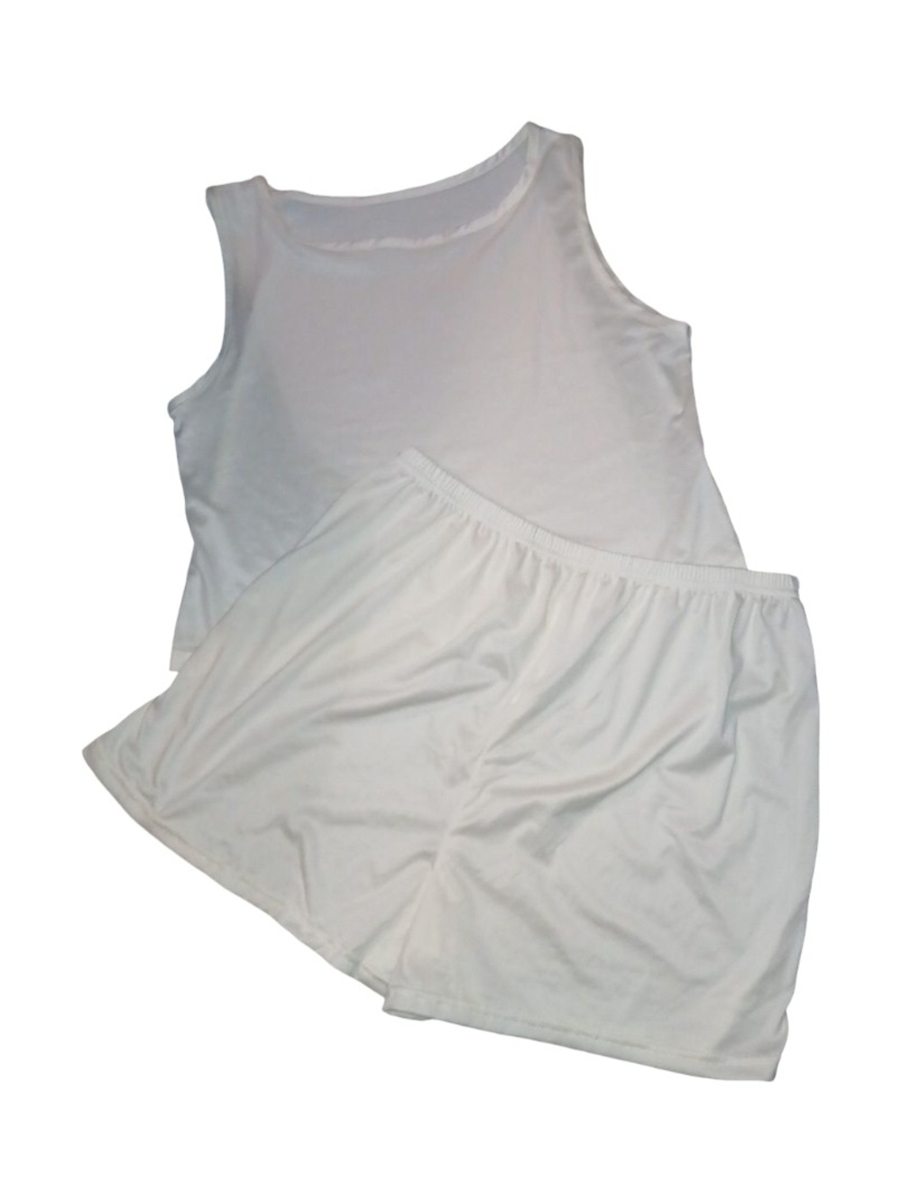 SHEIN White Sleeveless Tank and Shorts Sleep Set